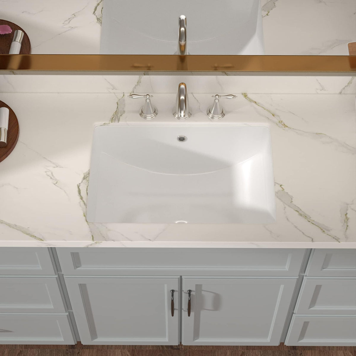 Lordear 17x12 Inch Undermount Bathroom Sink (Installation Size: 15"x10") Vanity Small Sinks Rectangle Pure White Porcelain Ceramic Bath Lavatory Vanity Sink Basin with Overflow