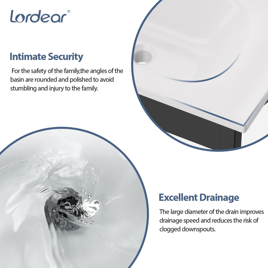Lordear Wall Mount Bathroom Sink 21x12 Inch White Rectangle Sink with Overflow Porcelain Ceramic Floating Bathroom Vessel Sinks, Wall Hung Wash Hand Basin
