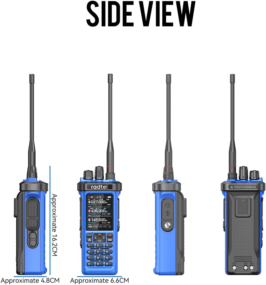 Radtel RT-950 PRO Ham Radio GPS/APRS, 10W Walkie Talkie Long Range Handheld Two Way Radio, SW/MW/LW RX, Bluetooth APP Programming, NOAA, Spectrum Analyzer,Blue(with Programming Cable)