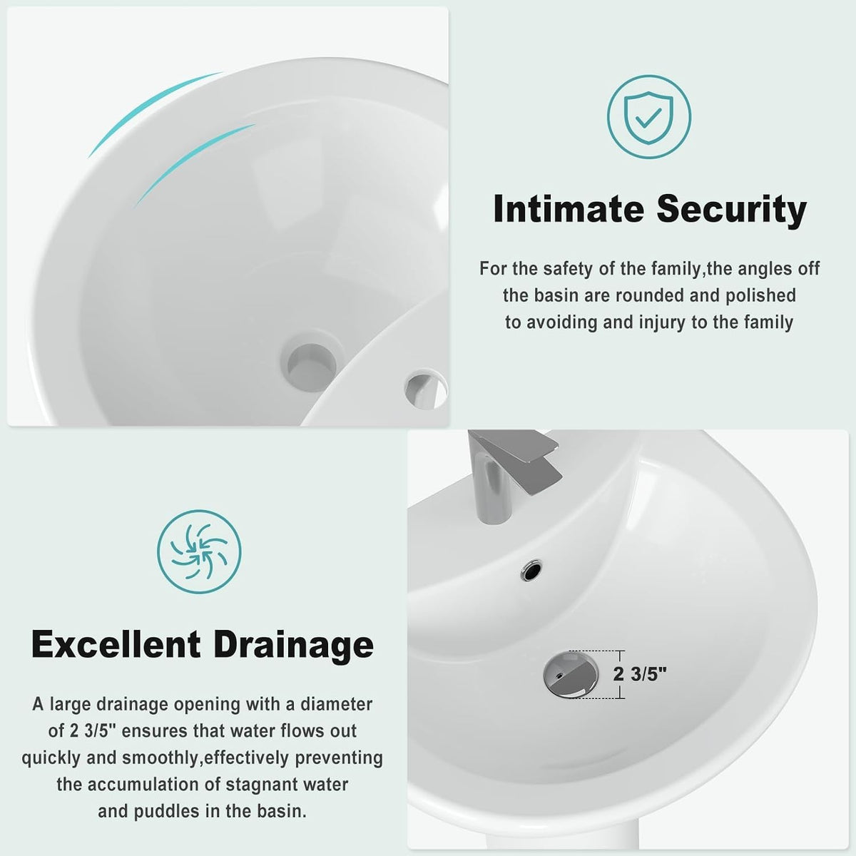 20"x17" Ceramic Pedestal Bathroom Sink with, Single Hole Faucet - Space-Saving Design for Half Baths & Rooms