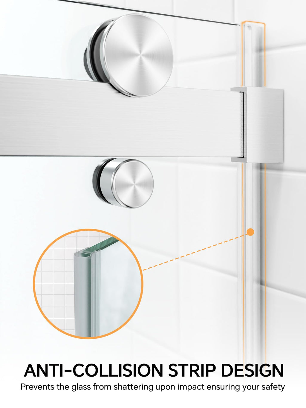 Frameless Bathtub Shower Door 56-60" W x 57" H, Brushed Nickel
