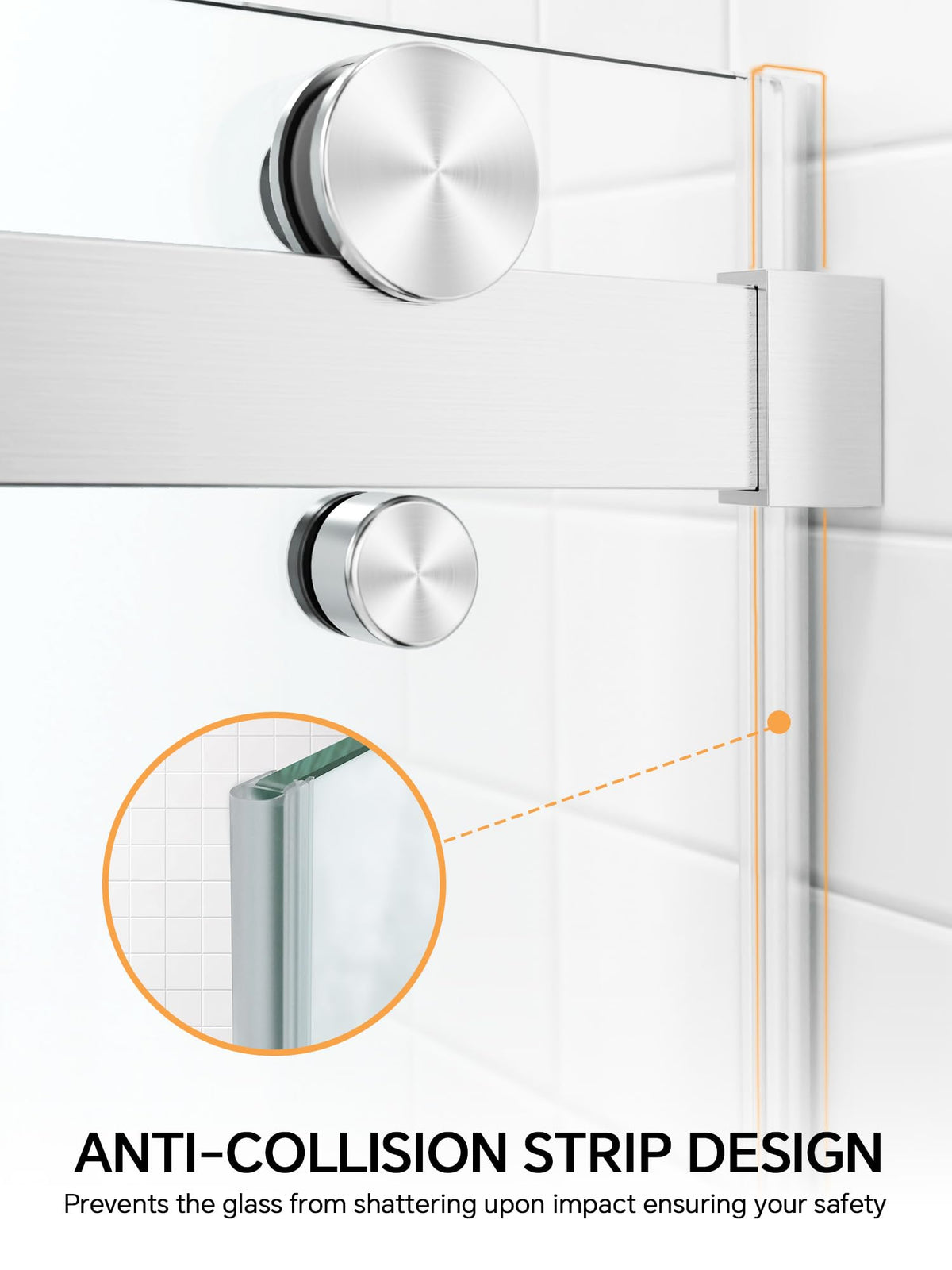 Frameless Bathtub Shower Door 56-60" W x 57" H, Brushed Nickel