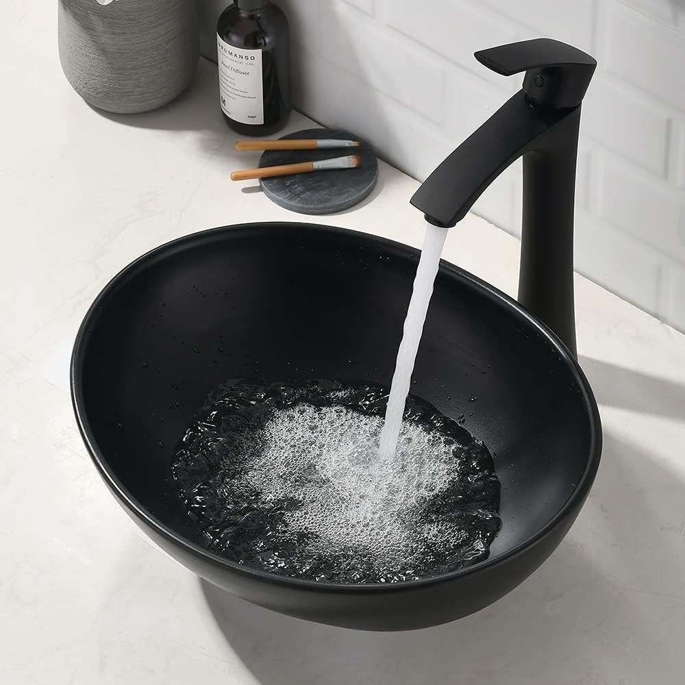 16x13 Matte Black Bathroom Sink Above Counter Vessel Sink