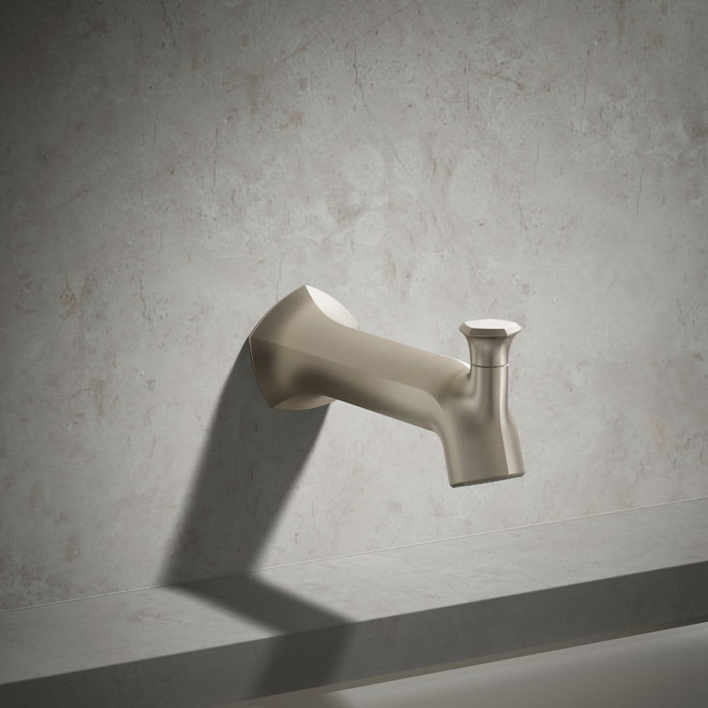KOHLER 27115-2MB Occasion Wall-Mount 12" Bath Spout, Nondiverter Bathtub Spout with Slip-Fit Connection, Vibrant Brushed Moderne Brass