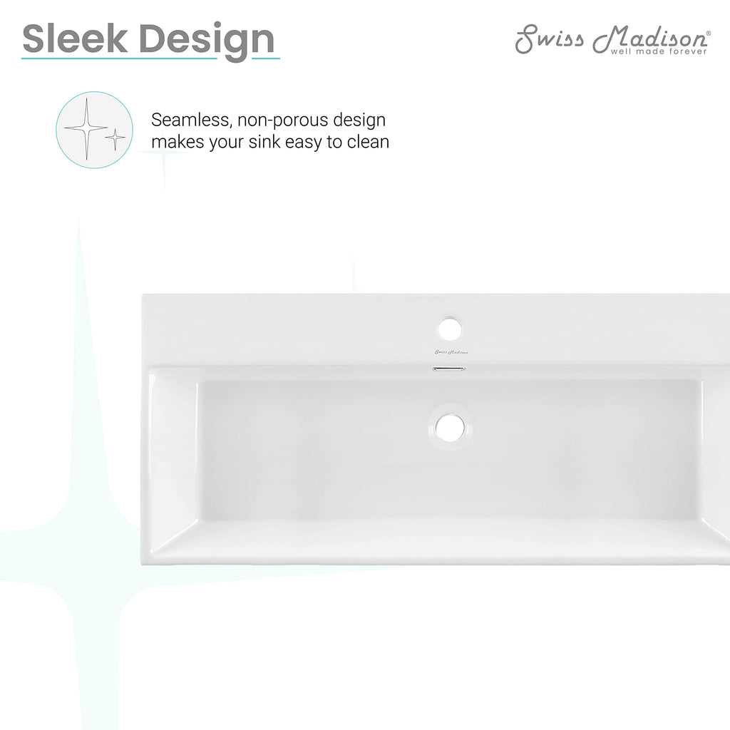 Claire 30" Rectangle Wall Mount Bathroom Sink in Glossy White