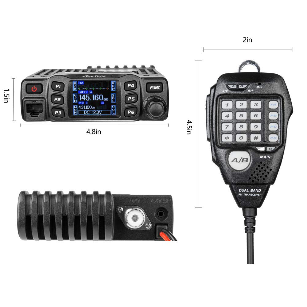 Anytone AT-778UVII Amateur Mobile Radio with Car Antenna 38 in