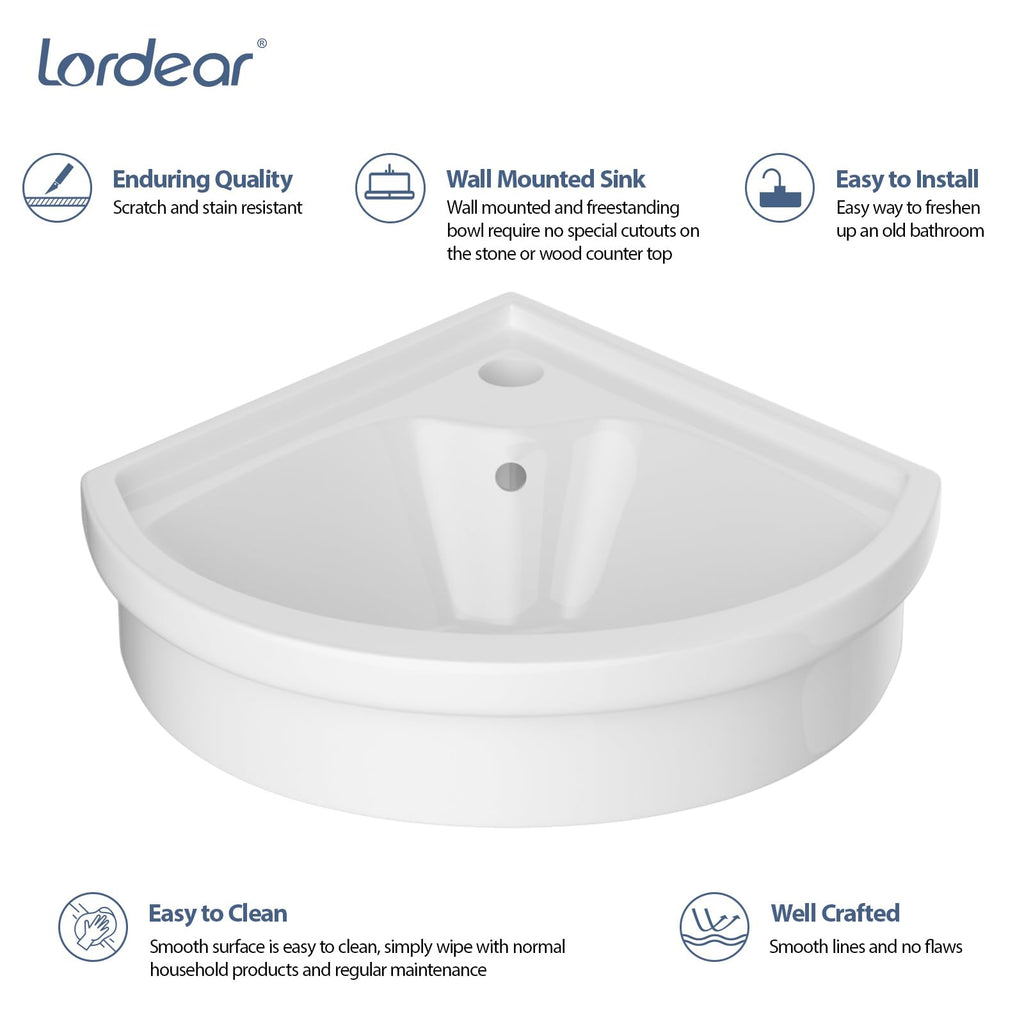 Lordear Wall Mount Bathroom Sink 21x12 Inch White Rectangle Sink with Overflow Porcelain Ceramic Floating Bathroom Vessel Sinks, Wall Hung Wash Hand Basin