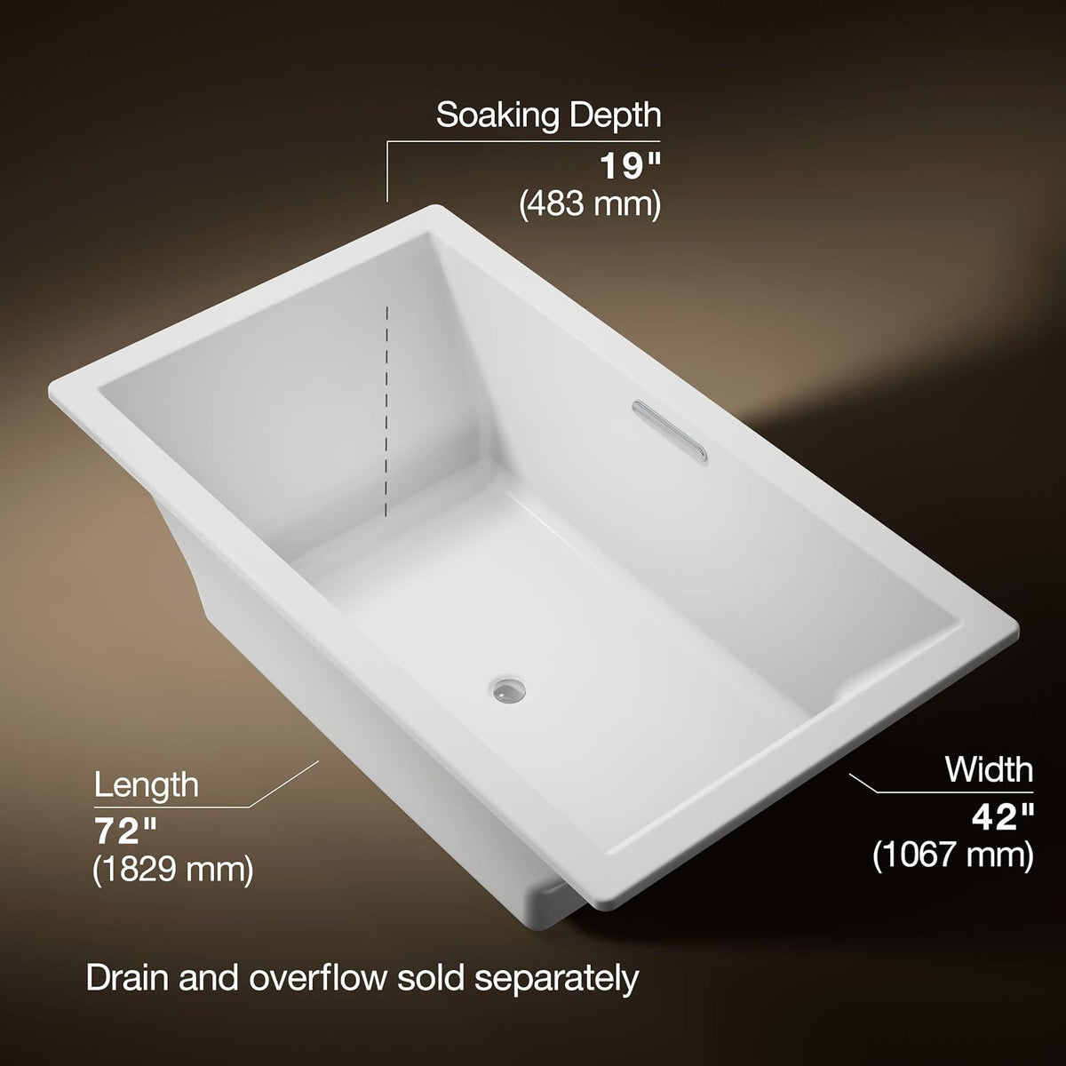 Kohler 1137-0 UnderscoreÂ® 72" x 42" drop-in bath, White