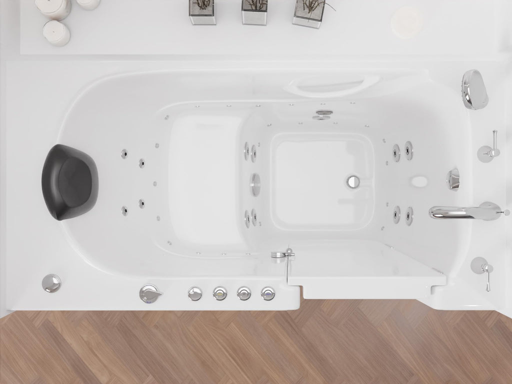 ANZZI Walk In Tub, 30 X 53 In, Left Drain, Air & Whirlpool Jets, 110v