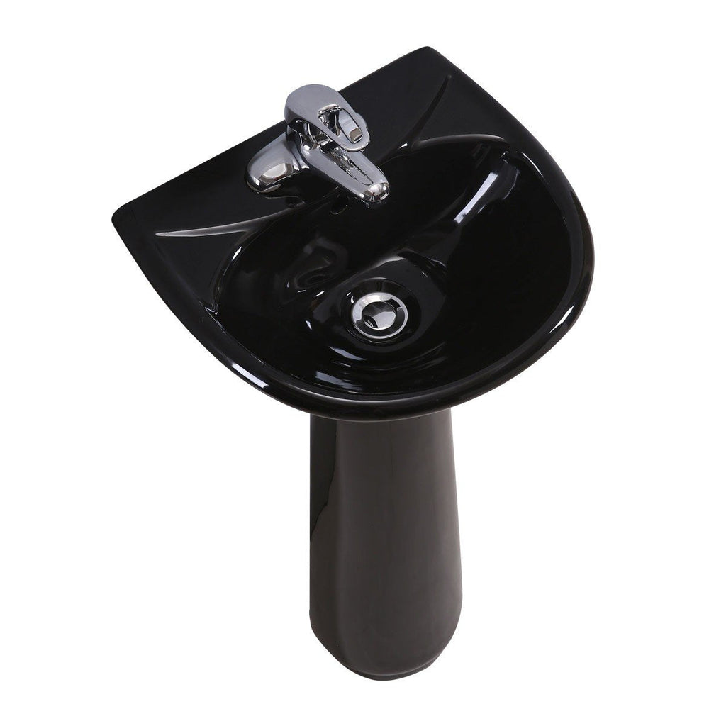 Renovators Supply Manufacturing Ondine Space Saving 16" W x 33" H x 14.5" Proj. Small Bathroom Pedestal Sink, Vitreous China, with Overflow, Compatible with 4 in. Centerset Faucets
