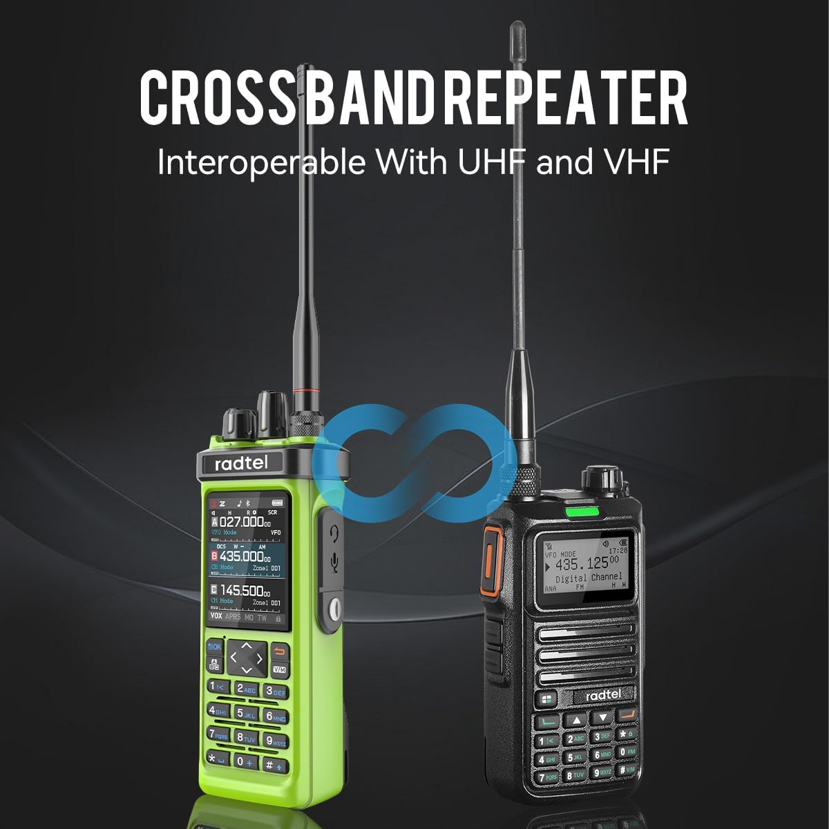 Radtel RT-950 PRO Ham Radio TX GPS/APRS, 10W Walkie Talkie Long Range Handheld Two Way Radio, AM/FM/CB/SW/MW/LW RX, Bluetooth APP Programming, NOAA, Spectrum Analyzerï¼Green (with Programming Cable)