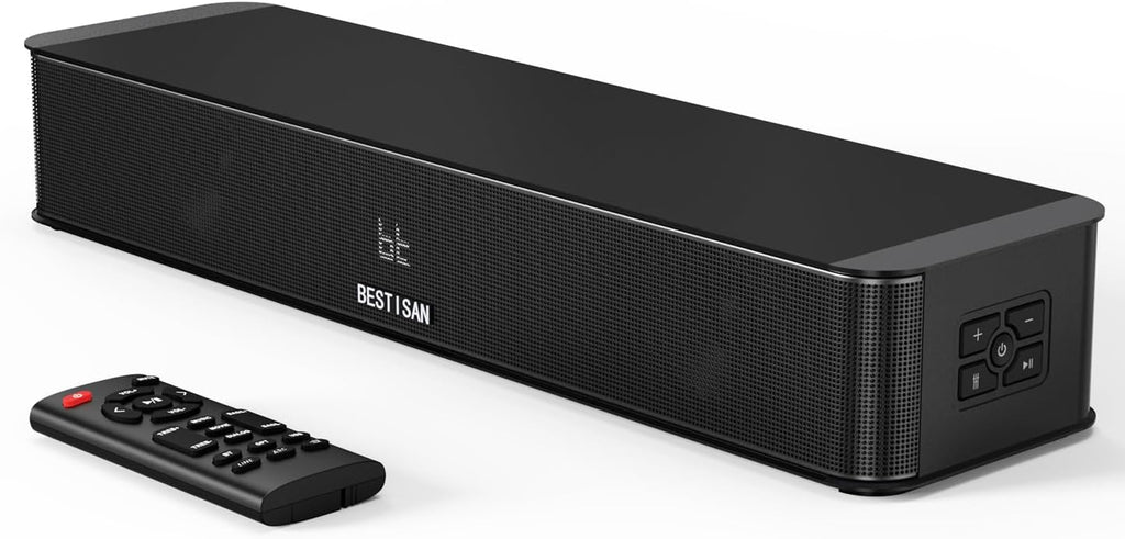 BESTISAN 2.1ch Sound Bar with Built-in Subwoofer, 120W Peak Power, HDMI ARC/Opt/AUX/USB/Bluetooth 5.3, 3 EQ Modes & Volume Boost, 16.5" All-in-One for TV/PC/Gaming/Projector