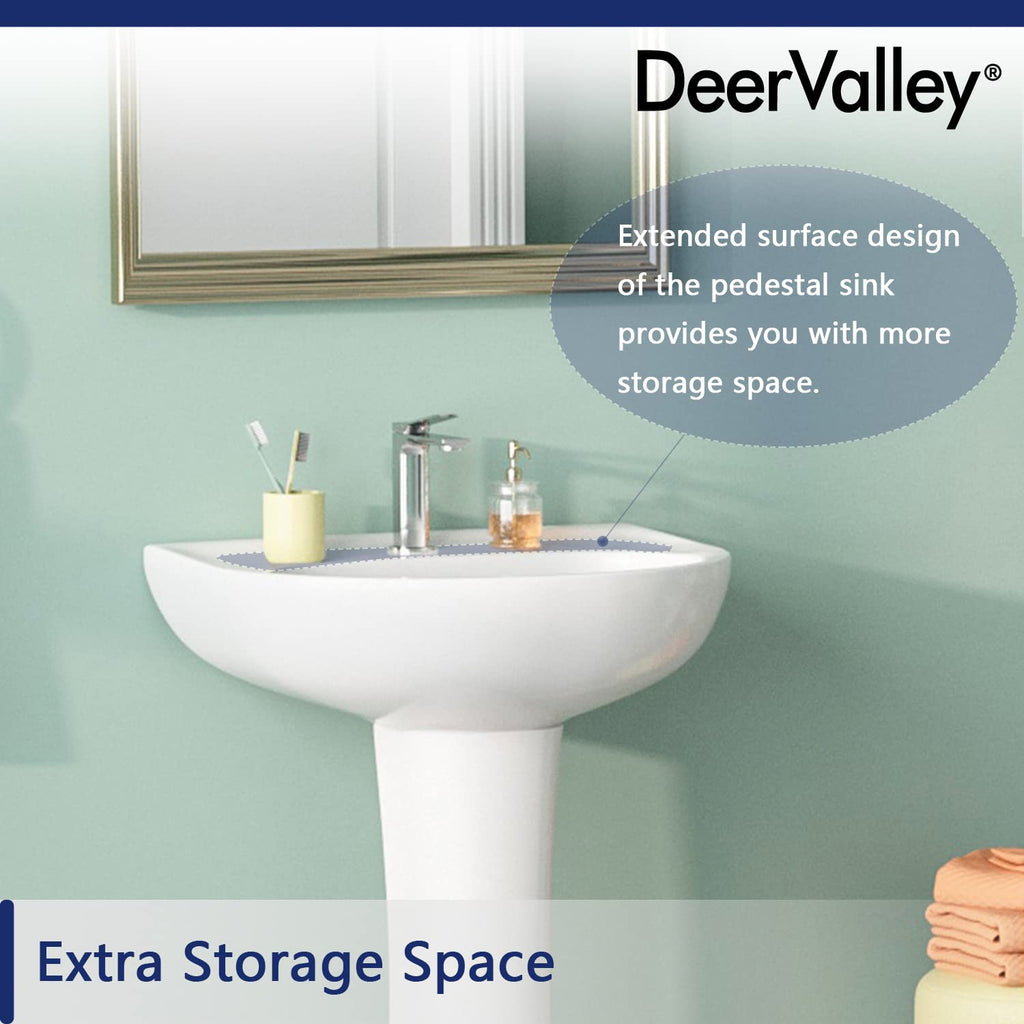 DeerValley Compact Bathroom Sink White 20"x17" Ceramic Sleek Basin DV-1P523
