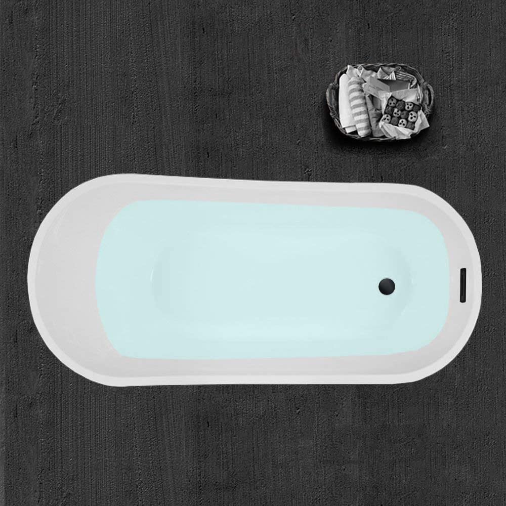 WOODBRIDGE 54"Freestanding White Acylic Soaking Bathtub with Brushed Nickel Drain and Overflow,BTA1507 -B/N-Drain &O