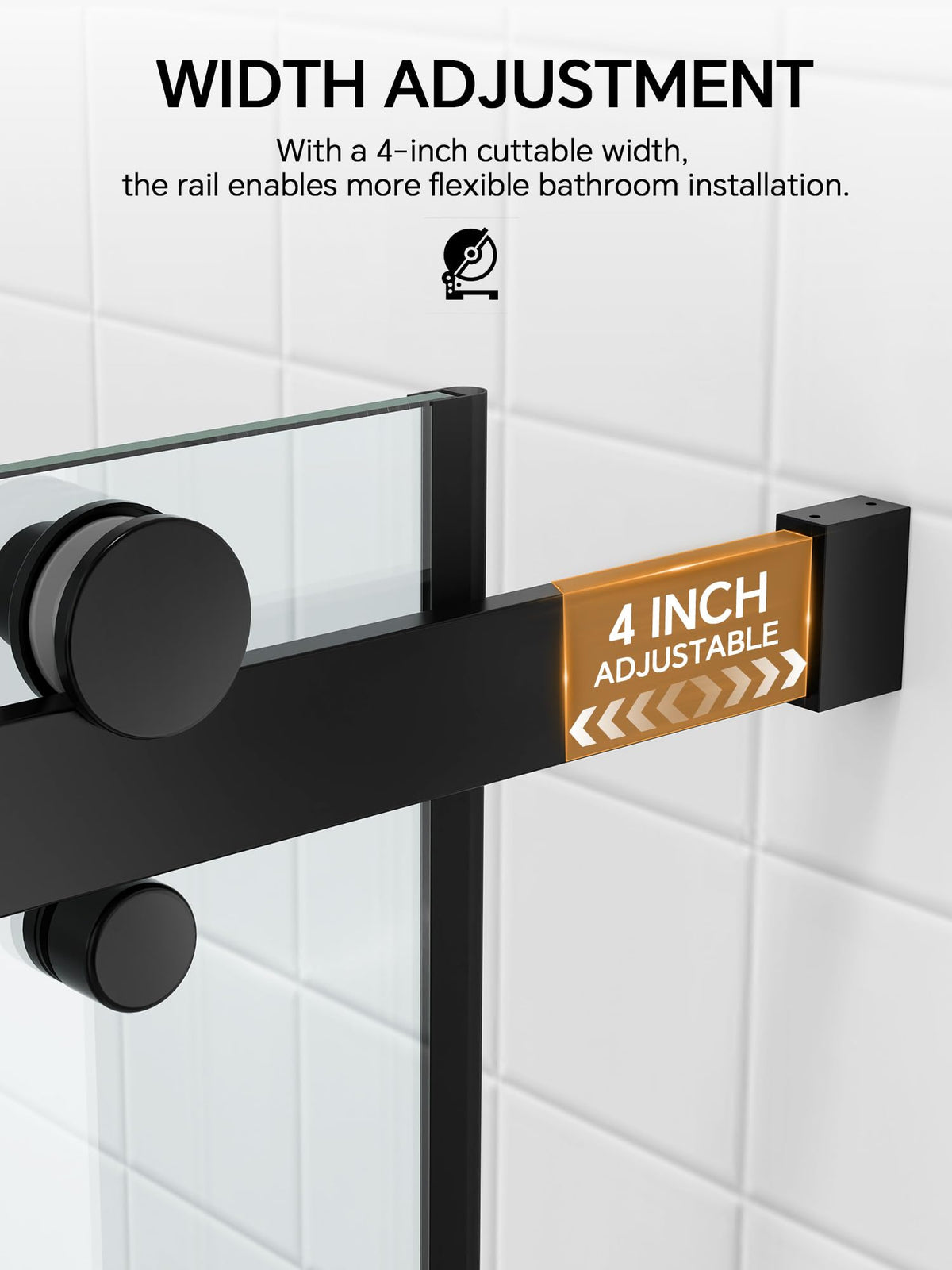 Frameless Bathtub Shower Door 56-60" W x 57" H, Brushed Nickel