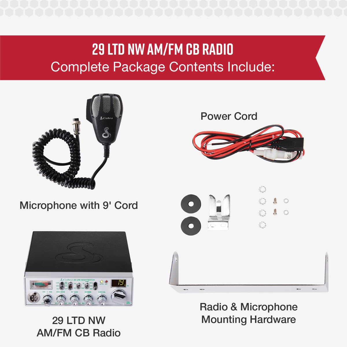 Cobra 29 LTD Chrome AM/FM Professional CB Radio - Easy to Operate, Emergency Radio, Instant Channel 9, 4-Watt Output, Full 40 Channels, Adjustable Receiver and SWR Calibration, Chrome