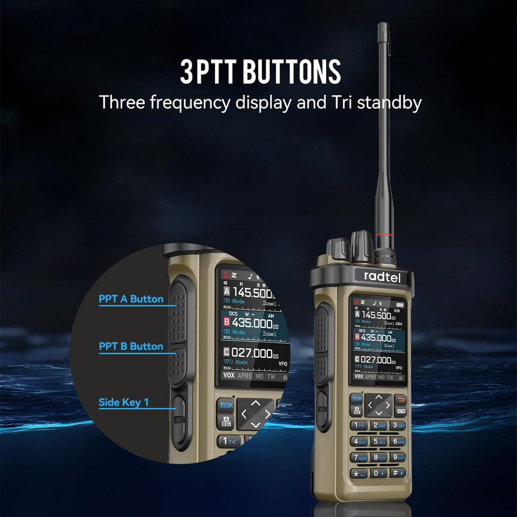 Radtel RT-950 PRO Ham Radio TX GPS/APRS, 10W Walkie Talkie Long Range Handheld Two Way Radio, AM/FM/CB/SW/MW/LW RX, Bluetooth APP Programming, NOAA, Spectrum Analyzer (with Programming Cable)