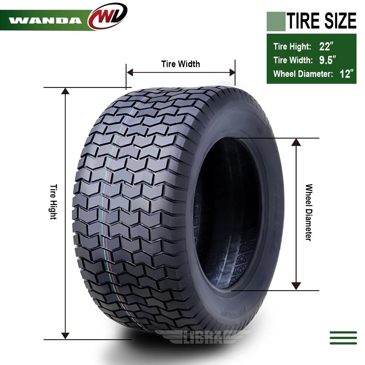 WANDA Set 2 23x10.5-12 Lawn Mower Cart Turf Tires P332 /4 ply - 13049