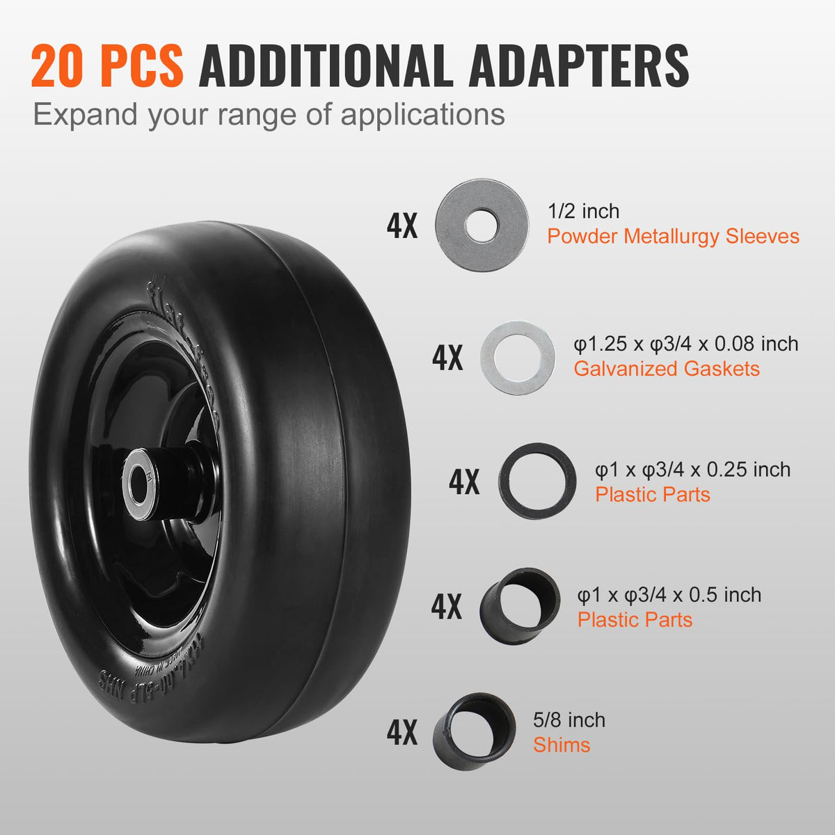 VEVOR Lawn Mower Tires with Rim, 20x8-8" Tubeless Tractor Tires, 2-Pack Tire and Wheel Assembly, S-Turf Pneumatic Tires with 3.5" Offset Hub and 3/4" Bushing Size, for Riding Mowers Lawn Tractors