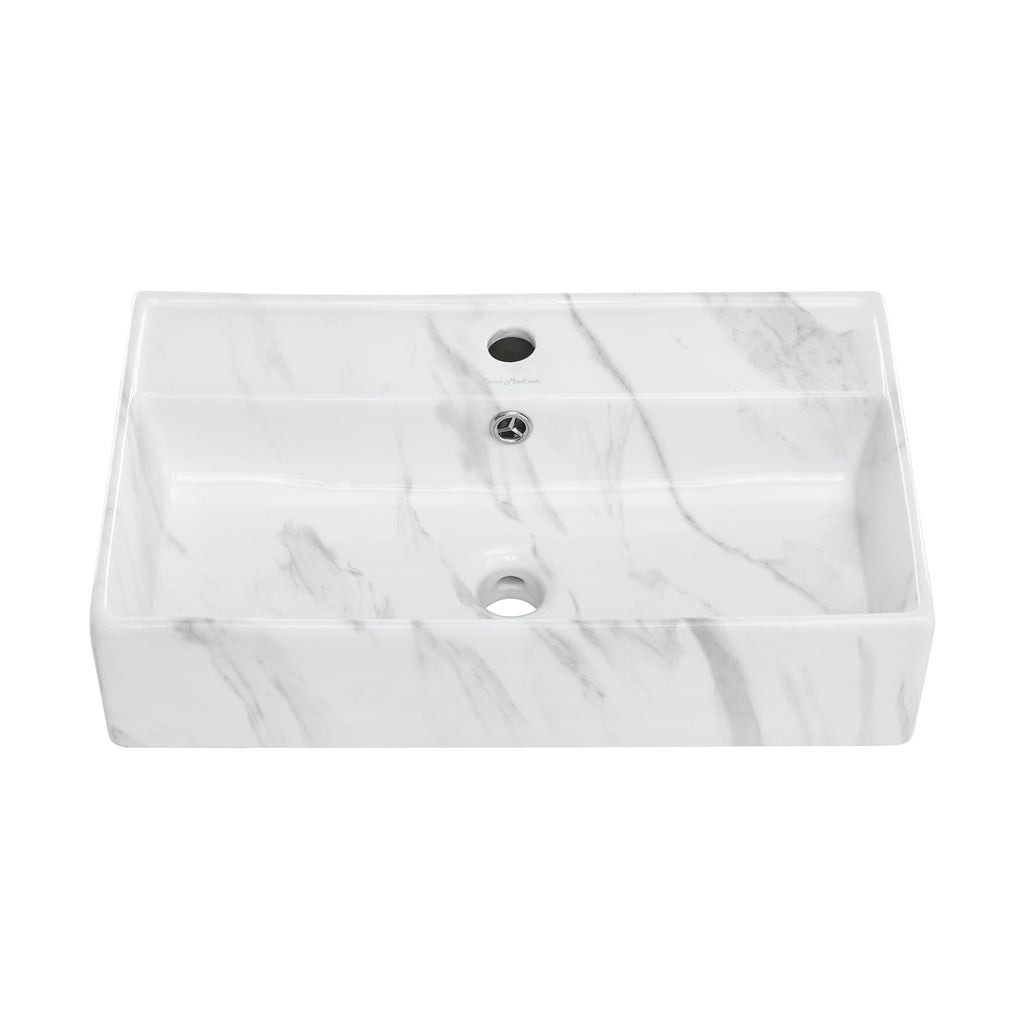 Claire 30" Rectangle Wall Mount Bathroom Sink in Glossy White