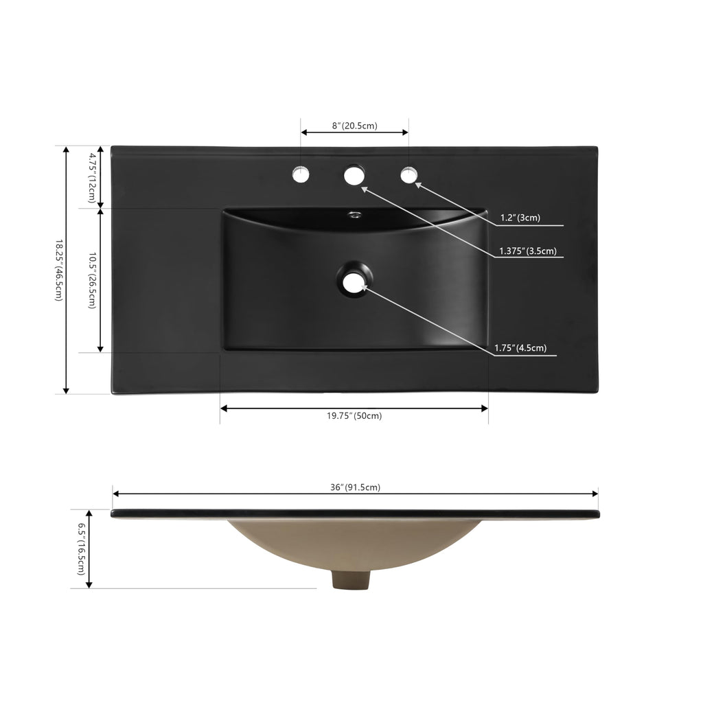 JONATHAN Y Ancillary 30" Bathroom 3-Hole Sink Top, White