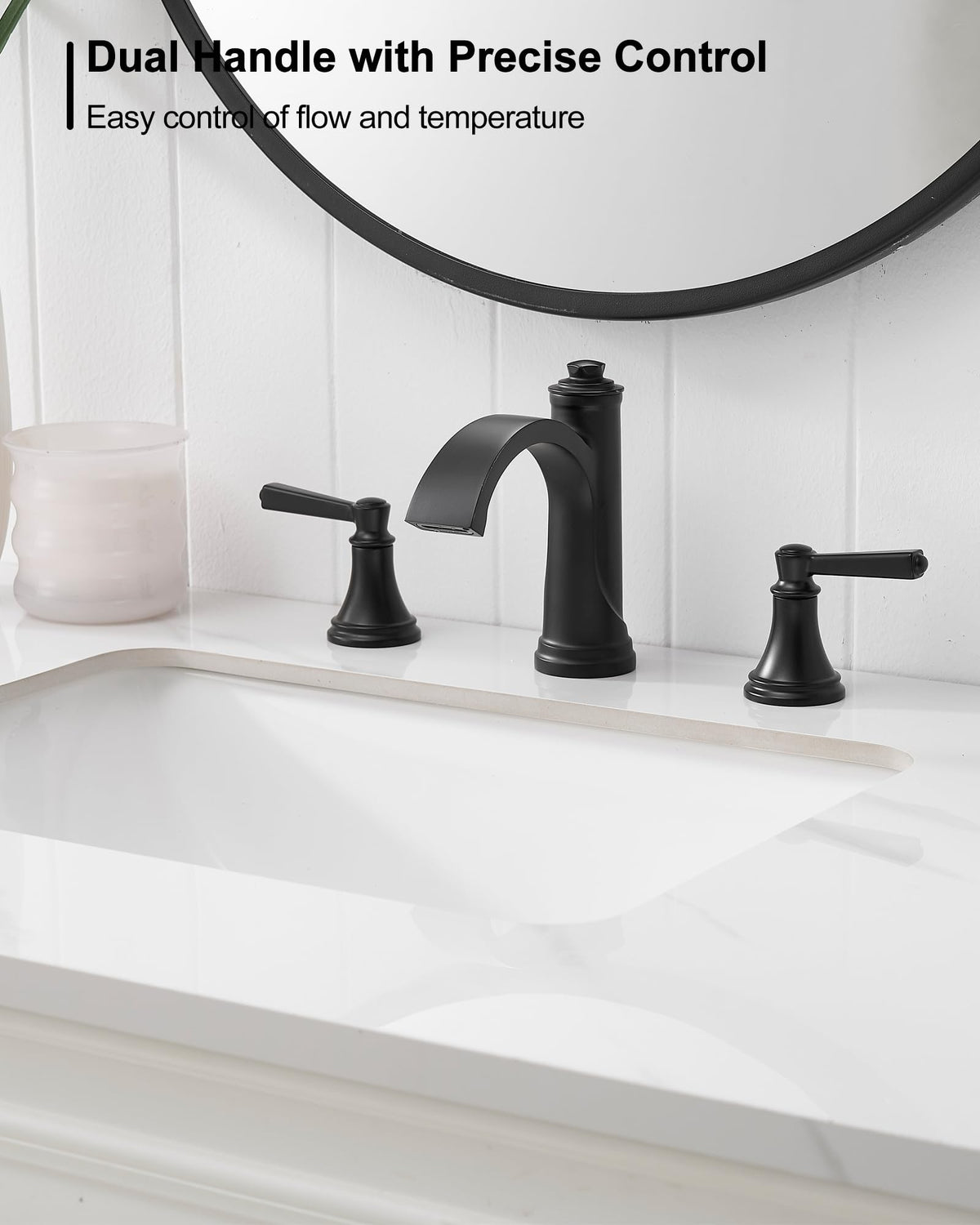 Waterfall Bathroom Faucet 3 Hole, 4-16 Inch Oil Rubbed Bronze Bathroom Faucet, Brass Bathroom Sink Faucet, 2 Handle Bathroom Faucets, Bathroom Vanity Faucet with Pop-Up Drain, Water Hoses