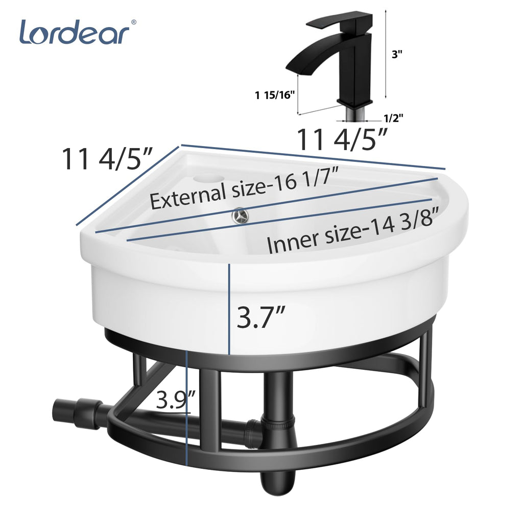 Lordear Wall Mount Bathroom Sink 21x12 Inch White Rectangle Sink with Overflow Porcelain Ceramic Floating Bathroom Vessel Sinks, Wall Hung Wash Hand Basin
