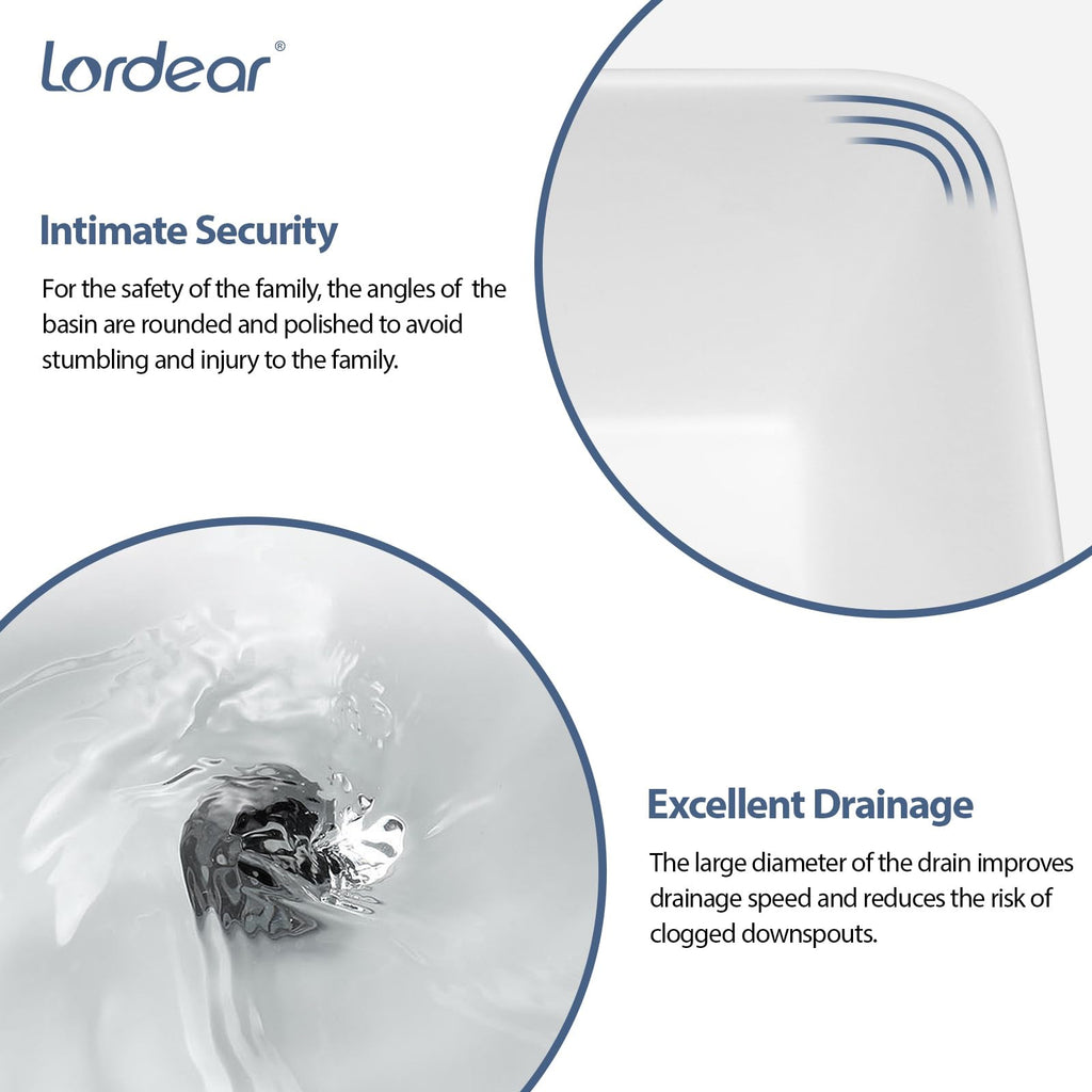Lordear Wall Mount Bathroom Sink 21x12 Inch White Rectangle Sink with Overflow Porcelain Ceramic Floating Bathroom Vessel Sinks, Wall Hung Wash Hand Basin