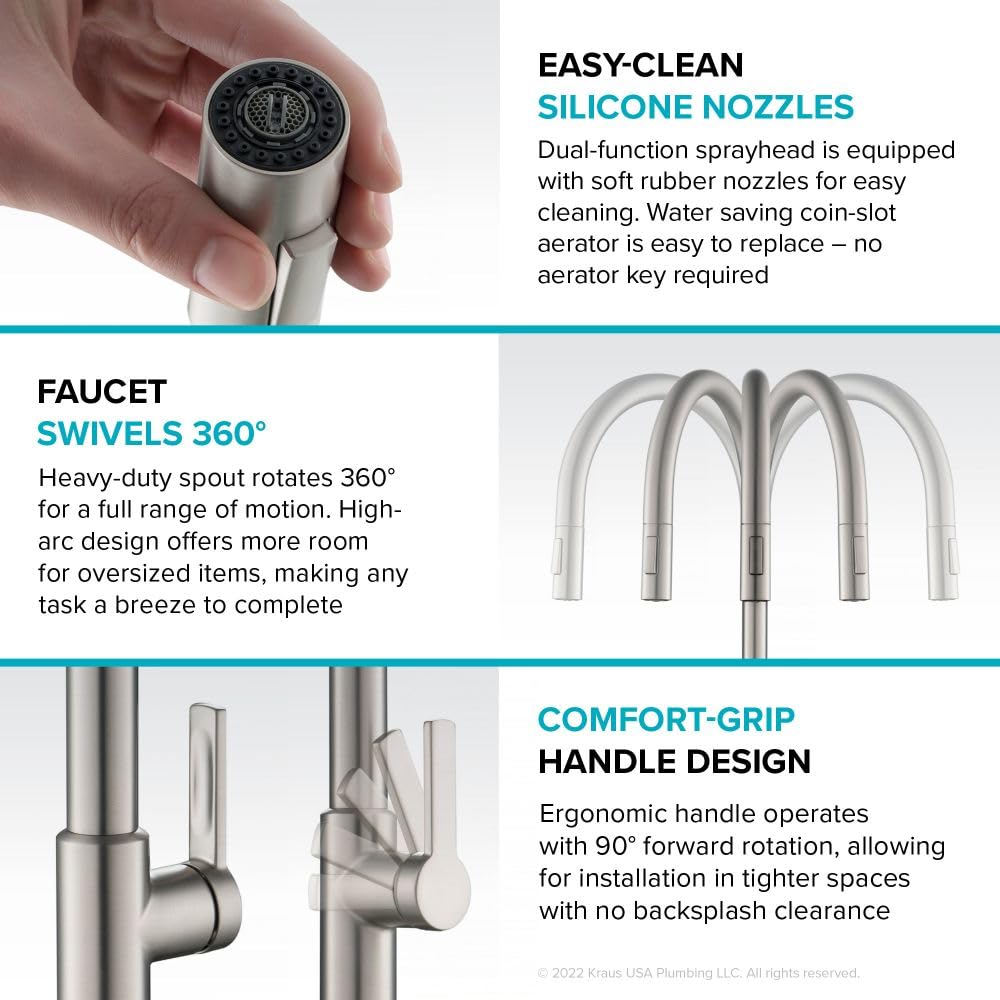 KRAUS Spot Free Stainless Steel Pull Down Kitchen Faucet KPF-2820SFS