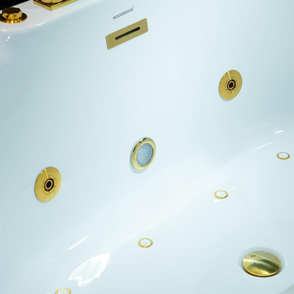 WOODBRIDGE 59"Ã31-1/2" Compact Whirlpool & Air, Heated Bathtub with Faucet