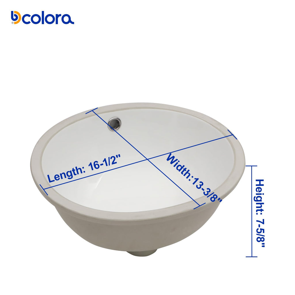 Undermount Bathroom Sink Oval - Dcolora 18"x15" White Porcelain Ceramic Oval Vessel Sink Under Counter Lavatory Vanity Bath Sink Bowl Basin With Overflow