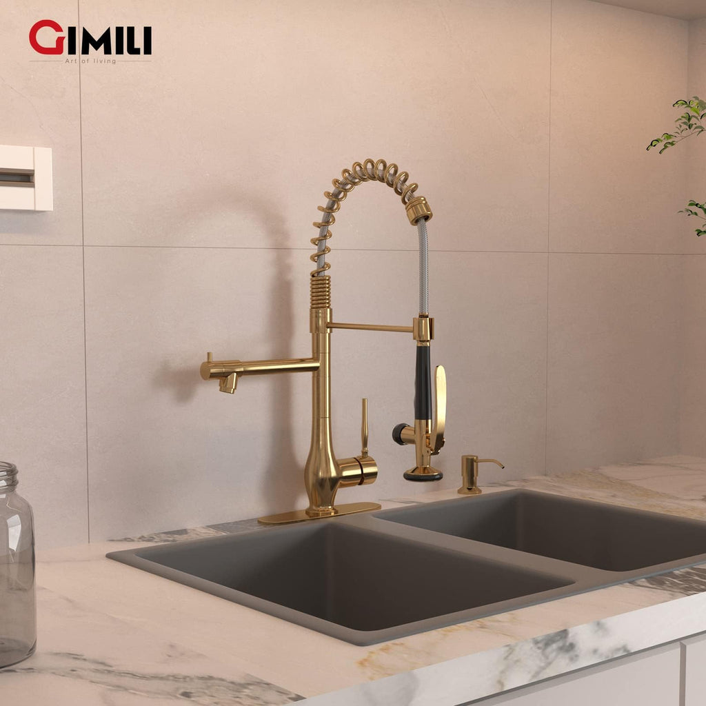 GIMILI Commercial Kitchen Sink Faucet with Pull Down Sprayer Brushed Nickel