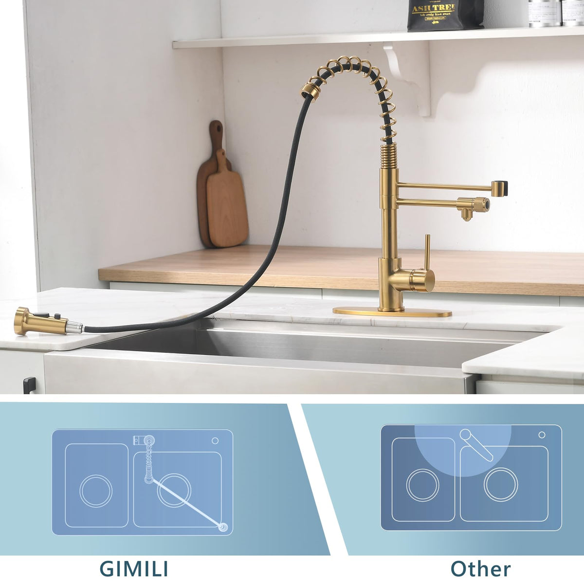 GIMILI Filter Kitchen Faucet Drinking Water Faucet 3 in 1 Brushed Nickel