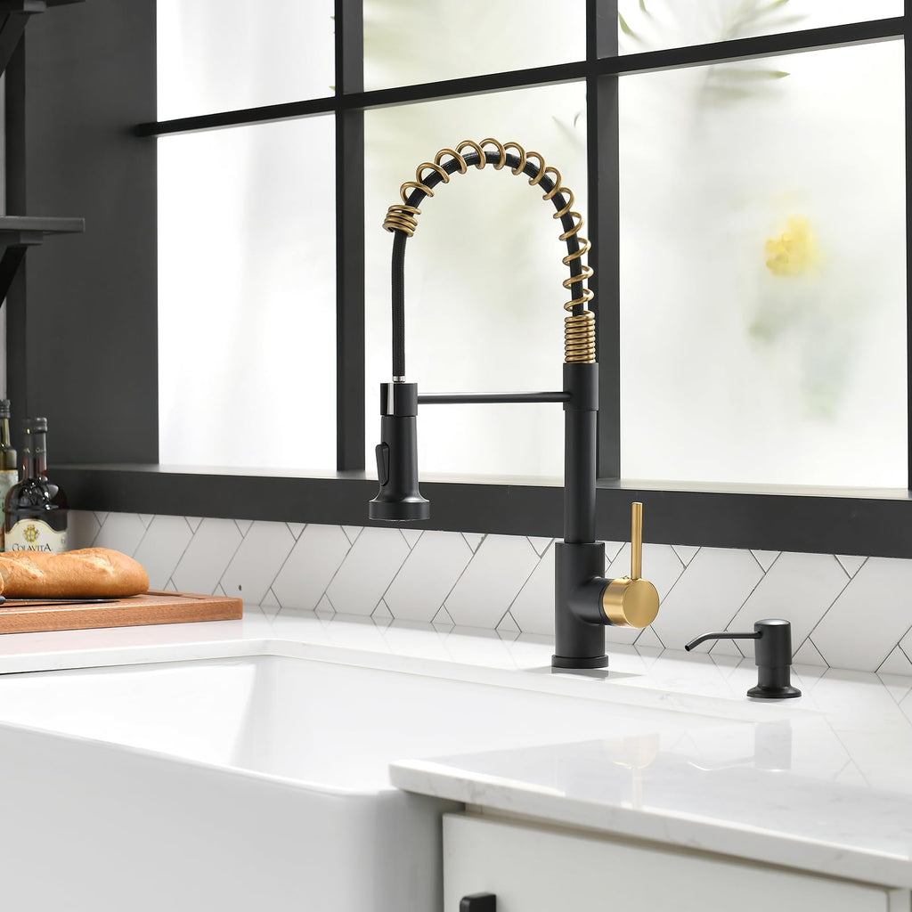 GIMILI Matte Black Touchless Kitchen Faucet with Spring Pull Down Sprayer