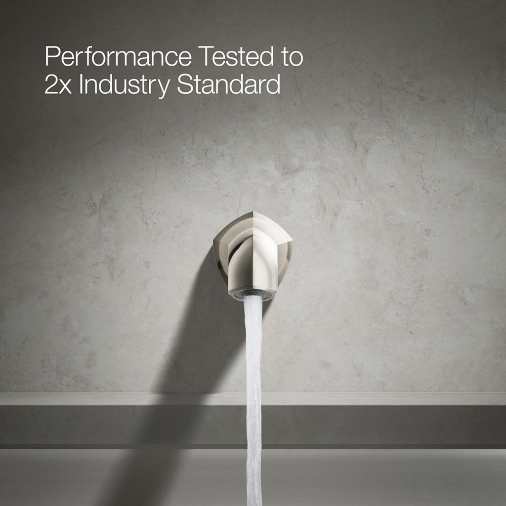 KOHLER 27115-2MB Occasion Wall-Mount 12" Bath Spout, Nondiverter Bathtub Spout with Slip-Fit Connection, Vibrant Brushed Moderne Brass