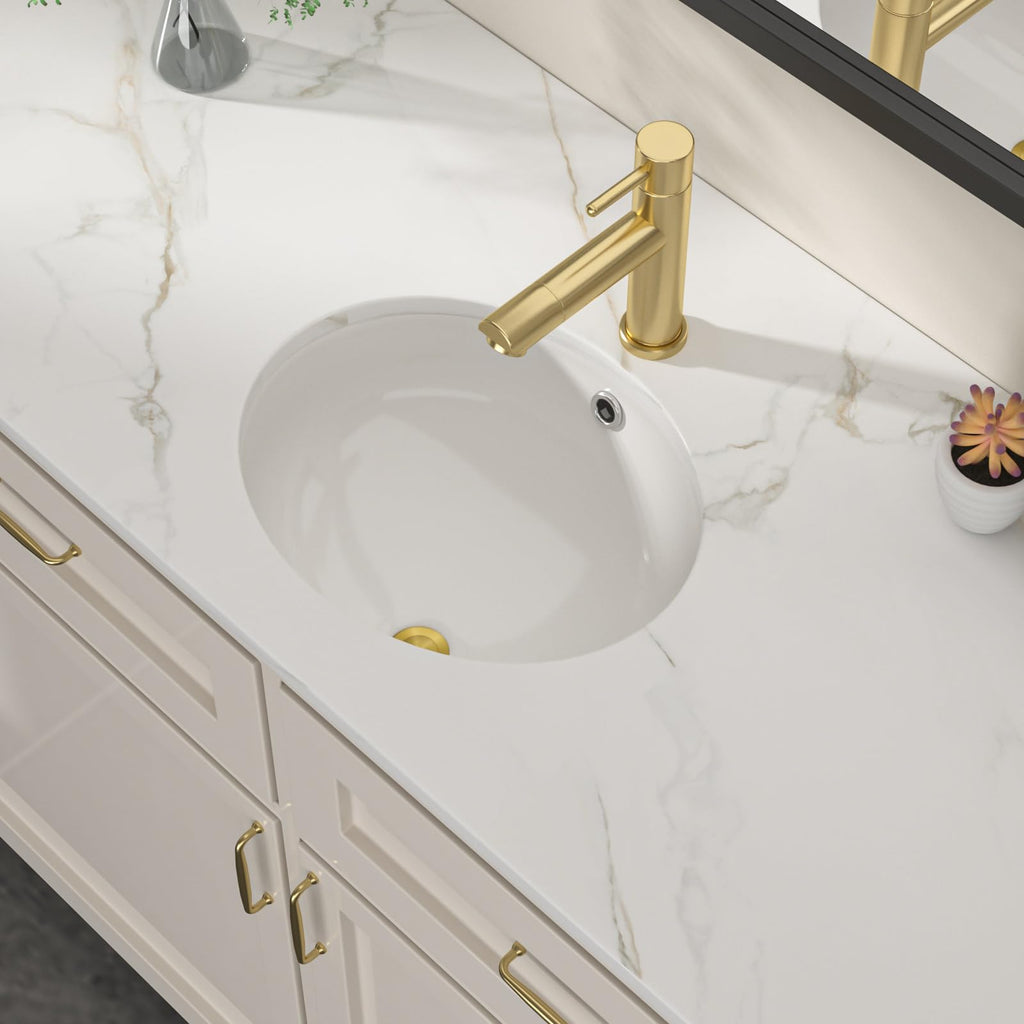 Undermount Bathroom Sink Oval - Dcolora 18"x15" White Porcelain Ceramic Oval Vessel Sink Under Counter Lavatory Vanity Bath Sink Bowl Basin With Overflow