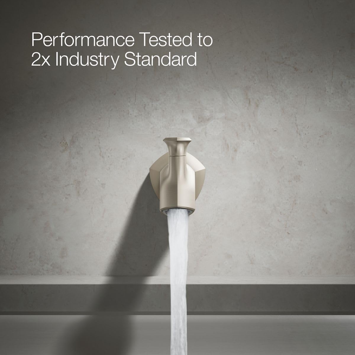 KOHLER 27115-2MB Occasion Wall-Mount 12" Bath Spout, Nondiverter Bathtub Spout with Slip-Fit Connection, Vibrant Brushed Moderne Brass