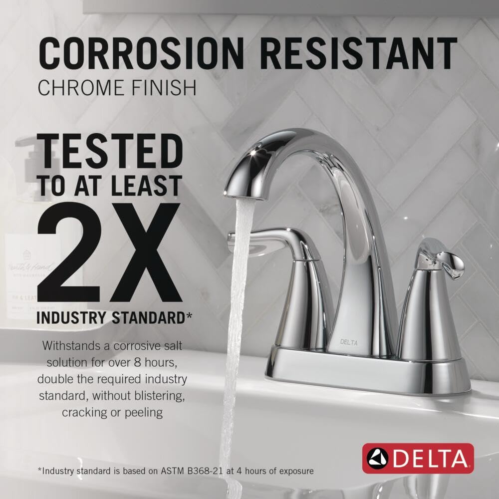 Delta Arvo Centerset Bathroom Faucet, Brushed Nickel 2-Handle Bathroom Faucet, Delta Bathroom Sink Faucet, Brushed Nickel 3-Hole Bathroom Faucet, Spotshield Stainless 25840LF-SS