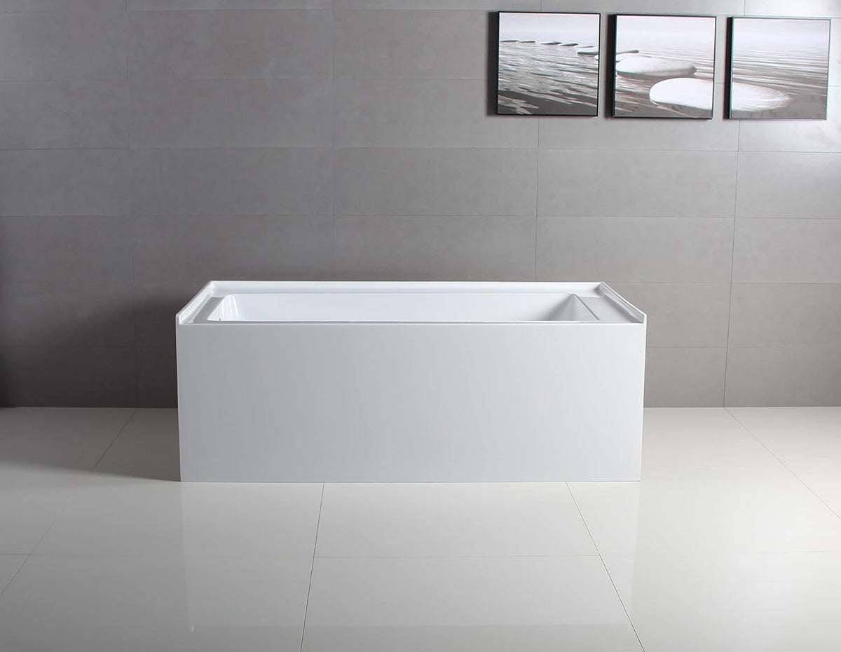 Kingston Brass VTAP603222L Aqua Eden 60-Inch Acrylic Alcove Tub with Left Hand Drain Hole, L 60" x W 32" x H 21-5/8"D, White