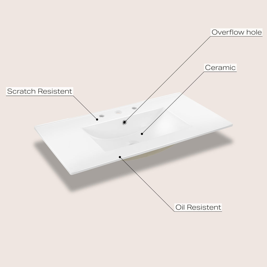 JONATHAN Y Ancillary 30" Bathroom 3-Hole Sink Top, White