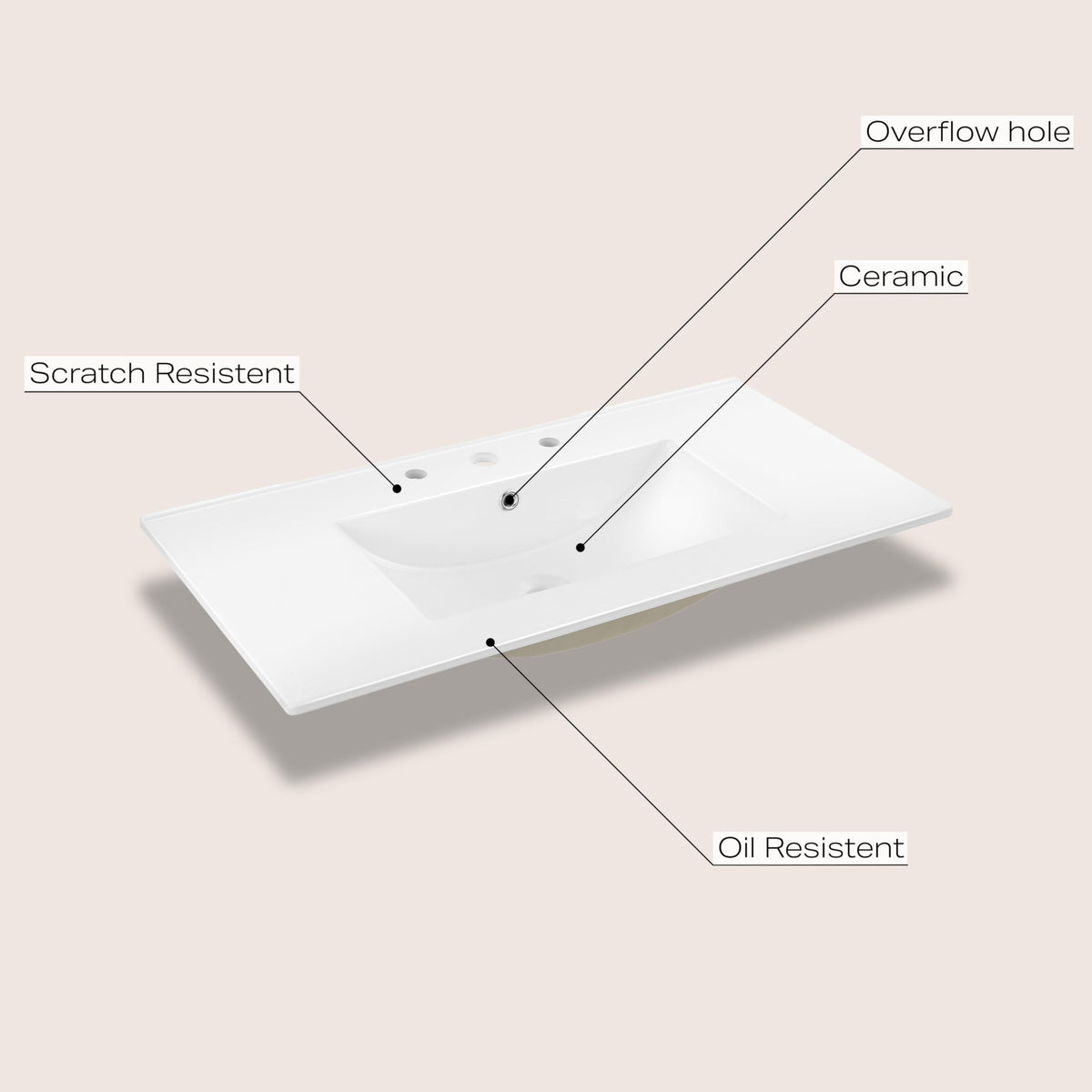 JONATHAN Y Ancillary 30" Bathroom 3-Hole Sink Top, White