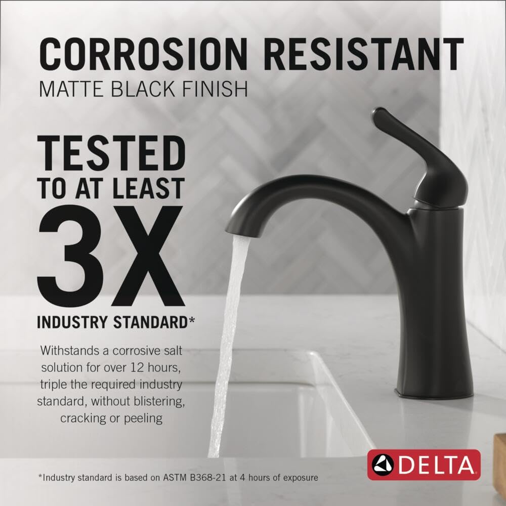 Delta Arvo Brushed Nickel Bathroom Faucet 1 Hole, Single Hole Bathroom Sink Faucet for Vanity, Push-Pop Drain Assembly, Spotshield Stainless 15840LF-SP