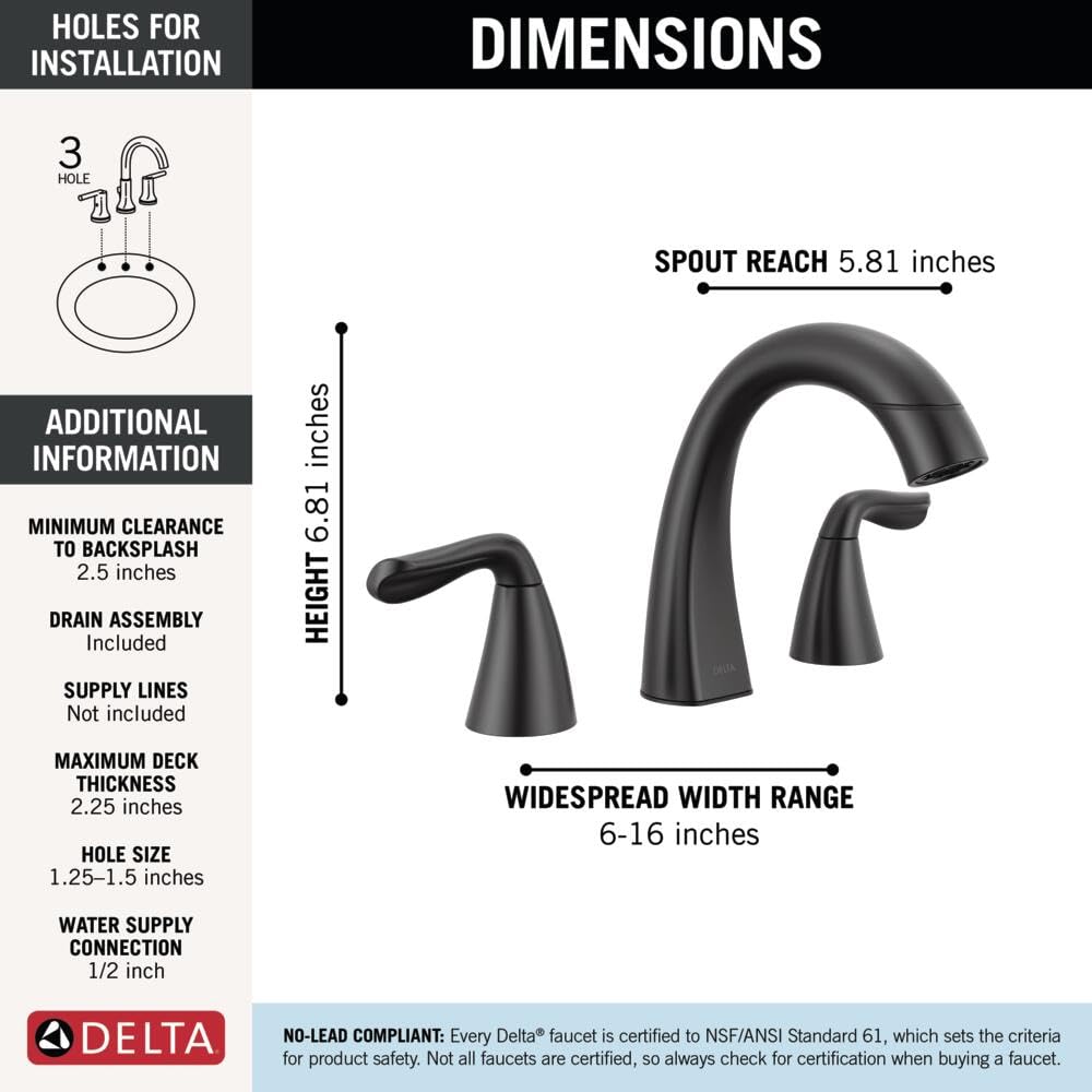 Delta Arvo Brushed Gold Faucet 3 Hole, 8 Inch Widespread Bathroom Sink Faucet for Vanity, Push-Pop Drain Assembly, Champagne Bronze 35840LF-CZ