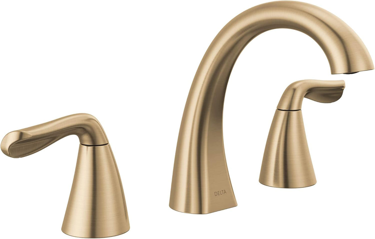 Delta Arvo Brushed Gold Faucet 3 Hole, 8 Inch Widespread Bathroom Sink Faucet for Vanity, Push-Pop Drain Assembly, Champagne Bronze 35840LF-CZ