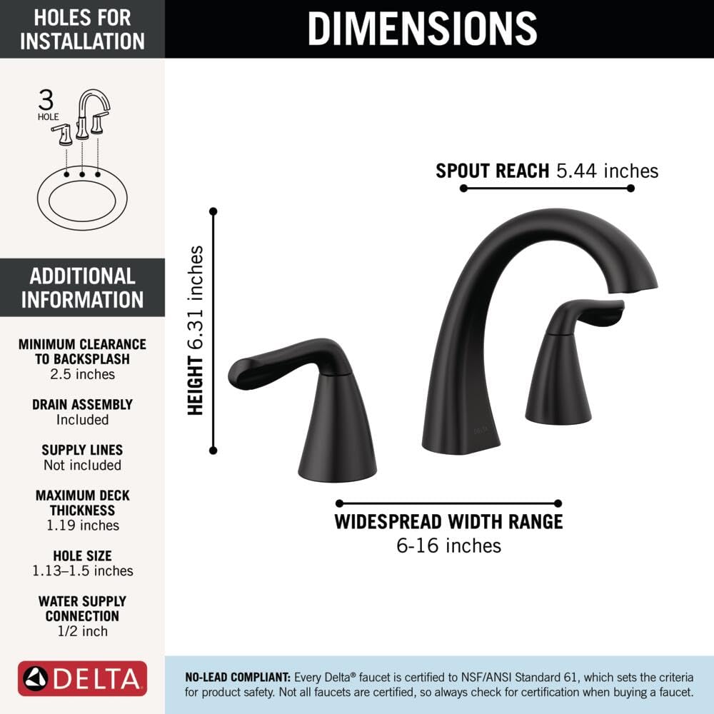 Delta Arvo Brushed Gold Faucet 3 Hole, 8 Inch Widespread Bathroom Sink Faucet for Vanity, Push-Pop Drain Assembly, Champagne Bronze 35840LF-CZ