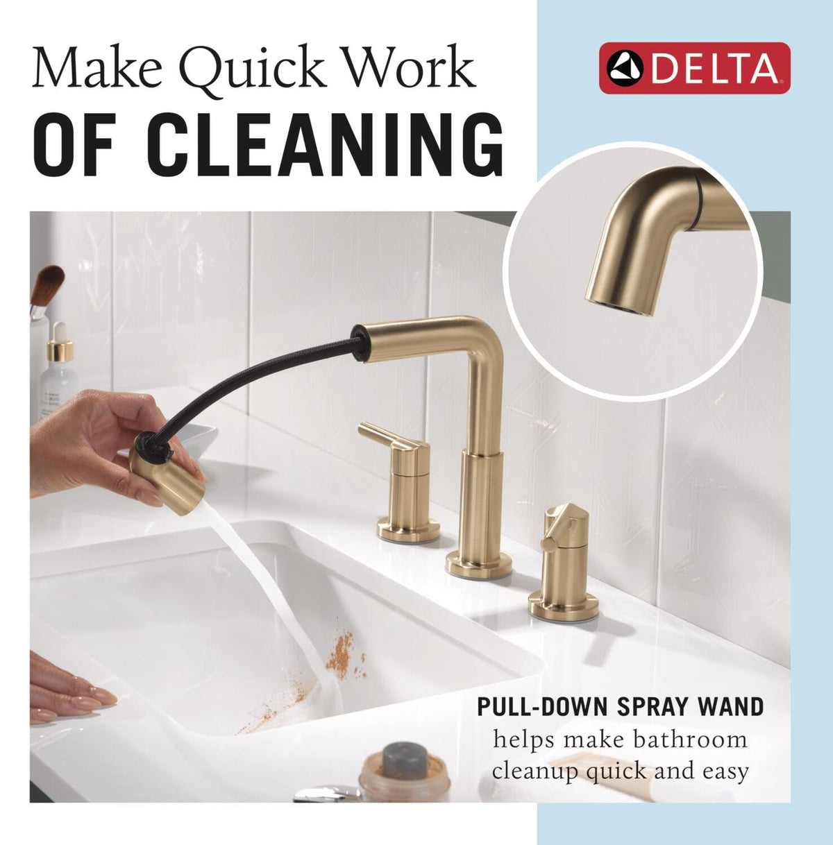 Delta Nicoli Brushed Gold Faucet 3 Hole, 8 Inch Widespread Bathroom Sink Faucet for Vanity, Push-Pop Drain Assembly, Champagne Bronze 35849LF-CZ