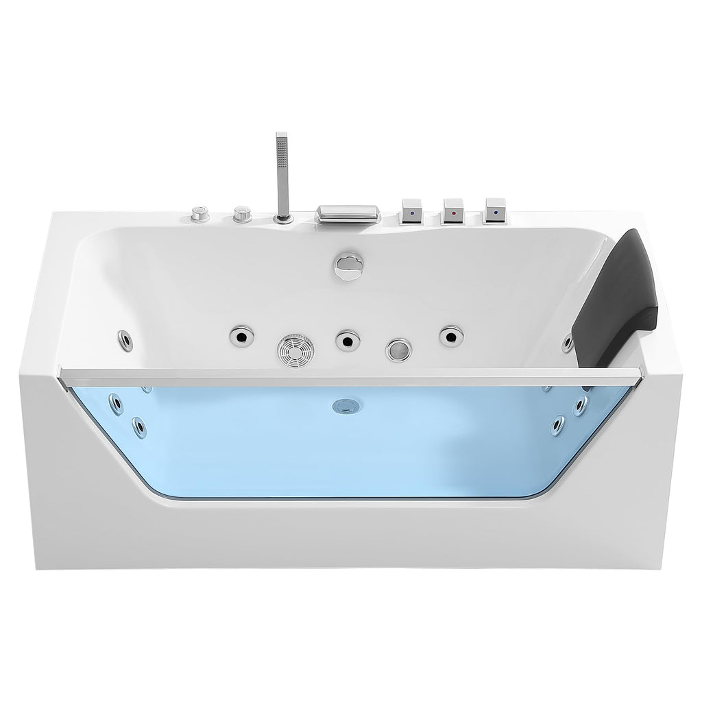 Empava 59" Corner Jetted Bathtub - 2 Person Whirlpool Tub with Heater