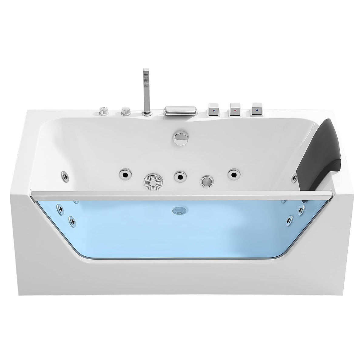 Empava 59" Corner Jetted Bathtub - 2 Person Whirlpool Tub with Heater