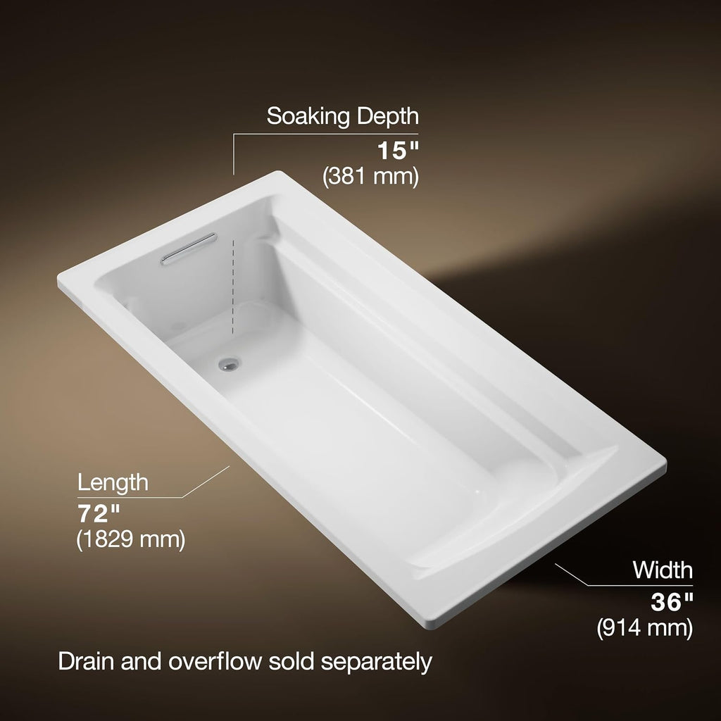 Kohler 1125-0 ArcherÂ® 72" x 36" drop-in bath, White