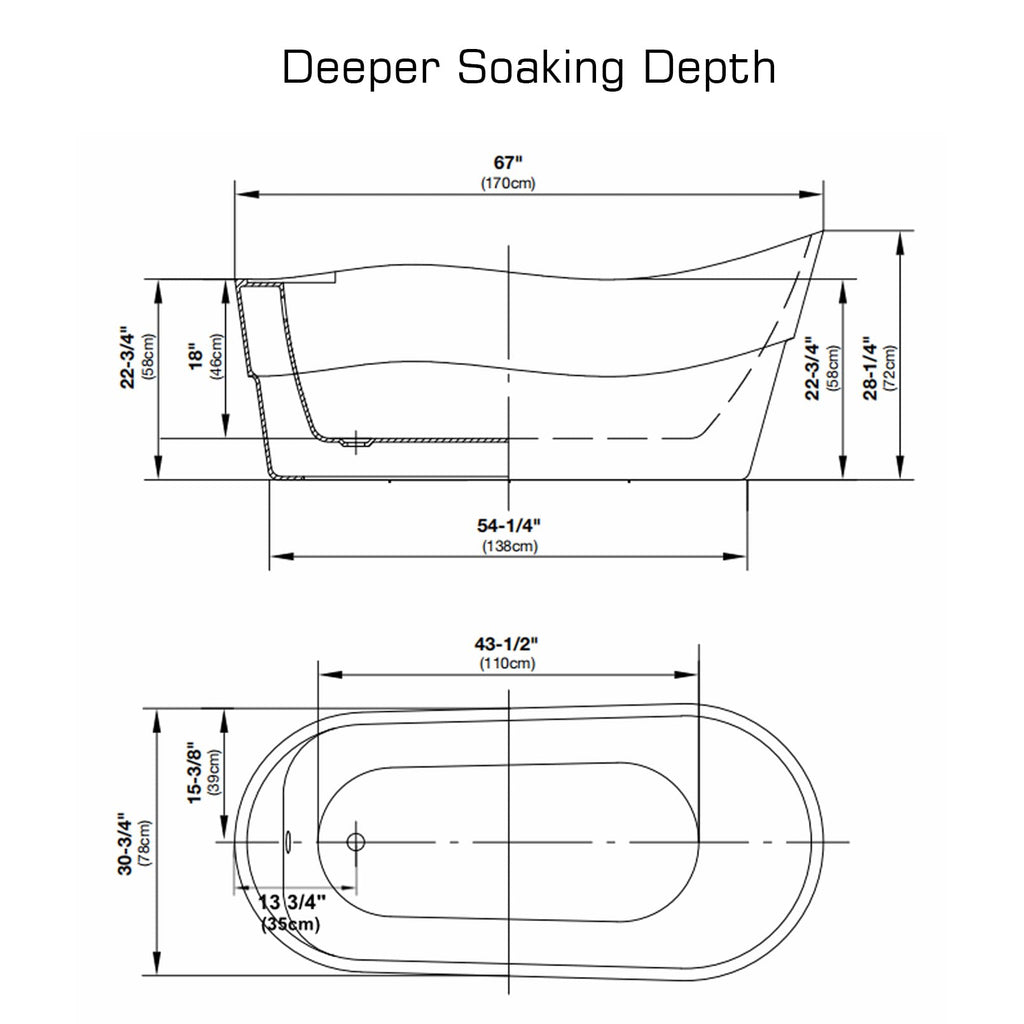 Empava Freestanding Bathtub, Acrylic Soaking Tub